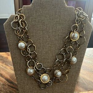 CLEARANCE! Gold Tone Anne Klein Necklace with Large Faux Pearls